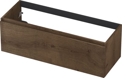 INK® wastafelonderkast 1 lade greeploos fineer eiken 120x40x45cm, chocolate