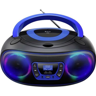 Denver TDB-212BU Radio/CD-speler DAB+, DAB, FM AUX, USB, Bluetooth, CD Sfeerverlichting, Incl. luidspreker Zwart, Blauw