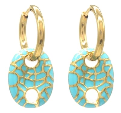 Oorbellen - oorstekers - goudkleurig - blauw - bedel - oorsieraad - sieraad - accessoire - chique - feest - tijdloos - hip - cadeau - vrouwen - dames
