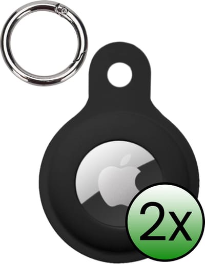 Hoesje Geschikt voor Apple AirTag 2 Hoesje Case Hoesje Geschikt voor Apple AirTag 2e generatie Sleutelhanger Siliconen Hoes - Zwart - 2 Stuks