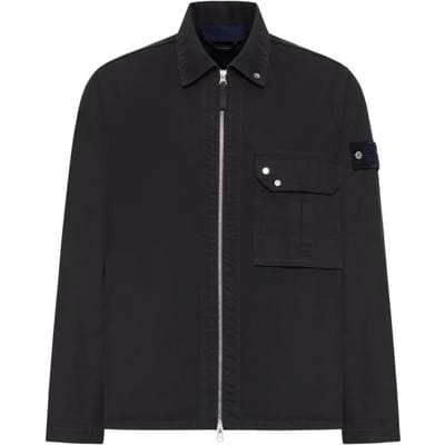 Stone Island Badge Patch Ritssluiting Lange Mouwen Shirt Unisex shirts L1S141200002S0J24-V0029 M black