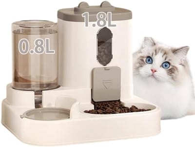 voerbak kat-voerbak kat automatisch-voerautomaat-voerdispenser-Automatische voer- en drinkbakset voor huisdieren -1800 mlvoedselcontainer - 800mlwatertank （wit）