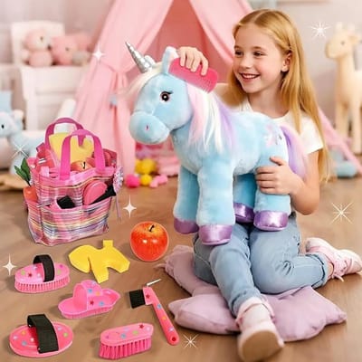 Paardenverzorgingsset - Speelgoed paard - Kinderen spelen - Complete set - 6 x 3 x 10 cm