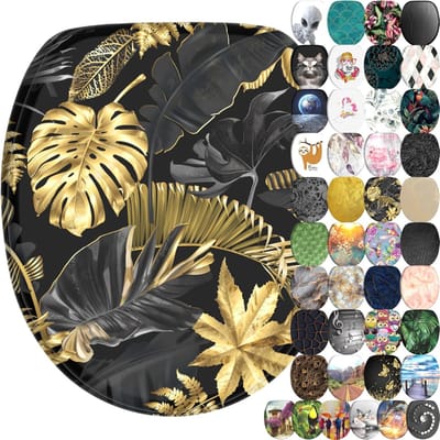 SCH® WC Bril met Print - WC Bril - Goud/Zwart - ‎47cm x 38cm x 3cm