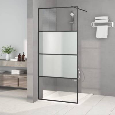 vidaXL - Inloopdouchewand - 90x195 - cm - halfmat - ESG-glas - zwart