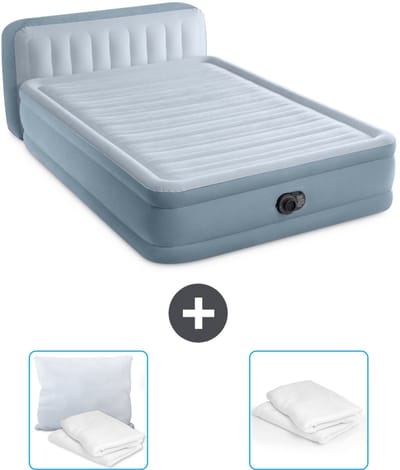 Intex Luchtbed - 2-Persoons - 152 x 236 x 86 cm - Blauw - Inclusief pomp - Kussen en Kussenbeschermer