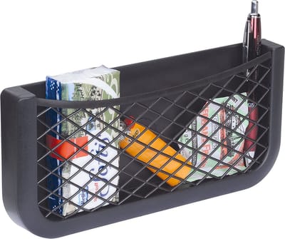 Universeel opbergnet voor de auto, 25 cm, nettas voor het opbergen en sorteren in de bestuurdersruimte, zwart opbergvak van robuuste kunststof voor het bewaren