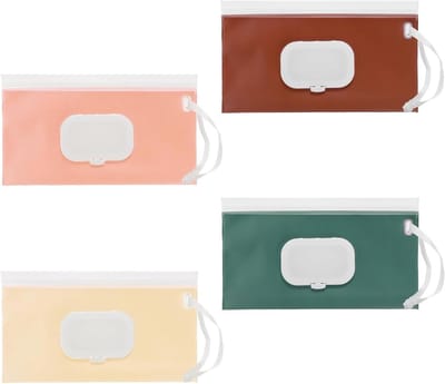 Babydoekjes Zakjes - Houders Navulbaar - Reizen en Buiten - Drukknop Sluiting - 4 stuks - Roze