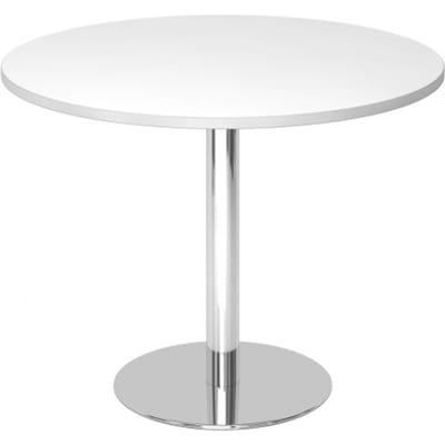 BISTRO F100R C - Systeem conferentietafel Wit Chroom Ø 100