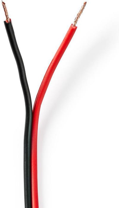 Nedis Speaker-Kabel - 2 x 0.75 mm² - Koper - 100 m - Rond - PVC - Rood / Zwart - Rol