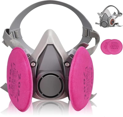 Hoogwaardig ademhalingsmasker - herbruikbaar - loodvrij gasmasker - stofwerend ademmasker - 11,5*12 cm - schimmelwerend, verfverwijderend en beschermend voor interieurdecoratie - zwart en roze