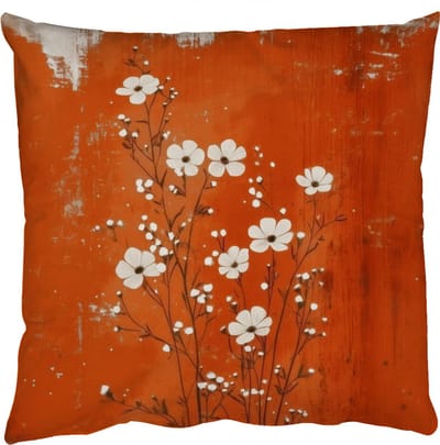 Sierkussens - Kussentjes Woonkamer - 50x50 cm - Bloemen - Wit - Subtiel - Roestkleur