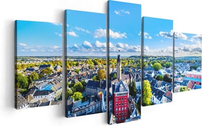 Artaza Canvas Schilderij Vijfluik Maastricht Stad met Huizen - 100x50 - Foto Op Canvas - Canvas Print