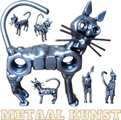 Kat-metaal kunst-metaal beeld-kattenliefhebbers-dieren-het best cadeau-uniek-verjaardag-verzamelen-sinterklas gift-kerst-geschenk