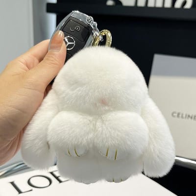 Mini Schattig Echt Rex Konijnenbont Konijntje Sleutelhanger Speelgoed Pop Sleutelhanger Tote Bag Bedeltje 10CM Bont Konijn Sleutelhanger Auto Hanger white