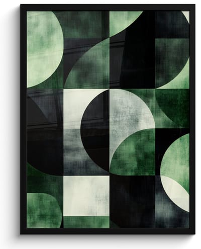 Poster in lijst - Fotolijst 60x80 cm - Posters - Abstract - Groen - Vormen - Posterlijst zwart - Decoratie - Wanddecoratie woonkamer - Muurdecoratie slaapkamer
