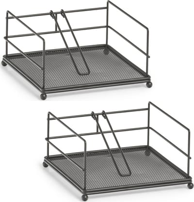 Zeller Servettenhouder - 3x - met stop - metaal - 17 cm - servethouders/servettenhouders