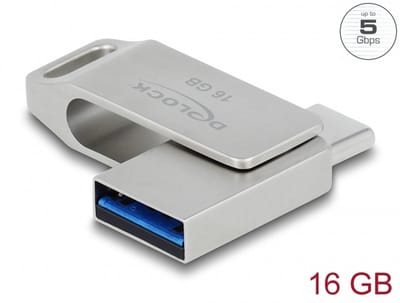 Delock USB 5 Gbps USB-C™ + Type-A Memory Stick 16 GB - Metal Housing