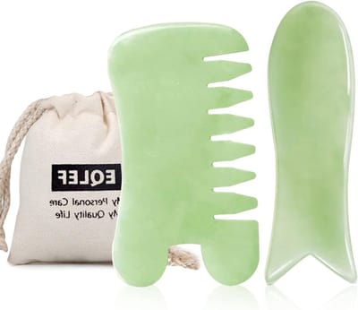 Natuurlijke Jade Guasha Set - Handgemaakt Vissenvormig Board en Kam voor SPA Triggerpoint Massage van Gezicht, Armen en Voeten