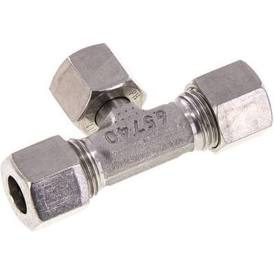 10L RVS T-stuk Snijringkoppeling Draaidoorvoer 315bar Verstelbaar ISO 8434-1