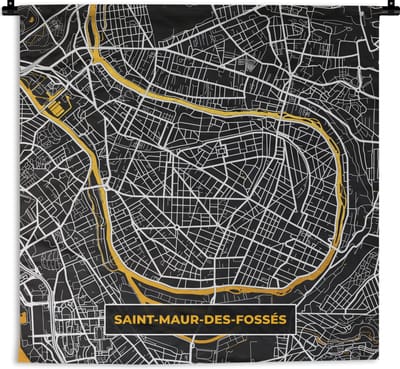 Wandkleed - Wanddoek - Kaart – Saint-Maur-des-Fossés - Plattegrond – Frankrijk – Stadskaart - 180x180 cm - Wandtapijt