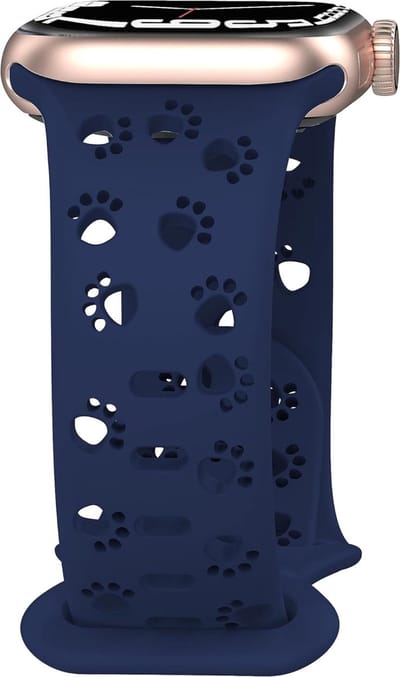 MY PROTECT - Siliconen Dog Paw Bandje - Geschikt Voor Apple Watch Bandje - Series 1/2/3/4/5/6/7/8/9/10/SE/Ultra - 44mm - 45mm - 46mm - 49mm - Sportbandje - Donkerblauw