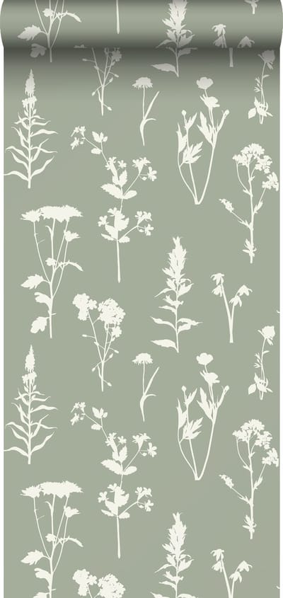 ESTAhome behang veldbloemen jade groen - 50 x 900 cm - 139395
