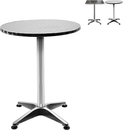 Eettafel - Bistrotafel statafel - Binnen en buiten - In hoogte verstelbaar - 60x75 cm - Zilver