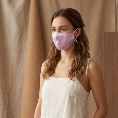 YOSMO Luxe Zijden Mondkapje - Paars - Lila - Anti Acne en Hypoallergeen - 100% Moerbei Zijde - Wasbaar