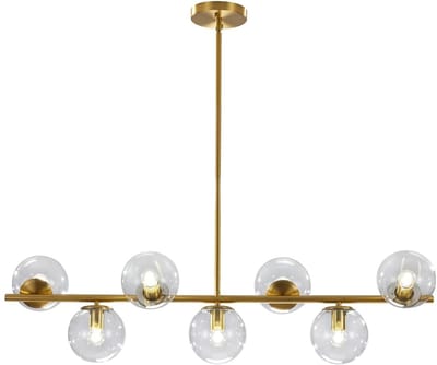 Verlichting 7-Licht Helder Glas Globe Sputnik Kroonluchter Verlichting Mid Century Moderne Hanglamp Hanglamp Plafond Goud Messing Kroonluchters voor Keuken Eiland Eetkamer Woonkamer