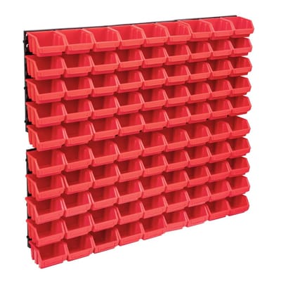 vidaXL - 96-delige - Opslagbakkenset - met - wandpanelen - rood - en - zwart