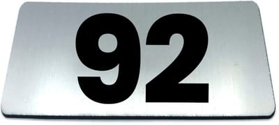 Nummerplaatje 92 - 80 x 50 x 1,6 mm - RVS-look geborsteld - Incl. 3M-tape | Nummerbordje - Deur en kamernummer - brievenbusnummers - Gratis verzending - 5 jaar garantie | Gratis Verzending