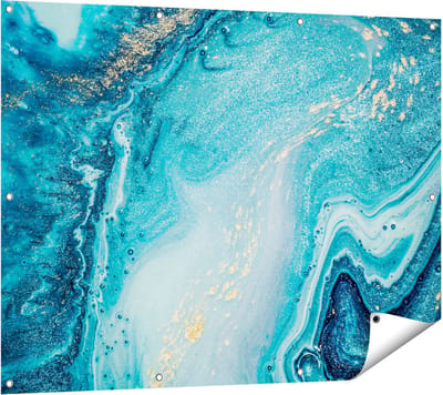 Gards Tuinposter Abstracte Kunst Blauwe Oceaan - 120x90 cm - Tuindoek - Tuindecoratie - Wanddecoratie buiten - Tuinschilderij