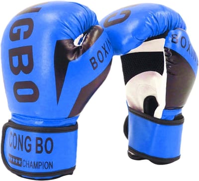 Sparring Bokshandschoenen - Trainingshandschoenen Kickboksen - Bescherming en Comfort - Verstelbare Pasvorm Ademend - 6 oz Ongeveer 22x13cm - Blauw