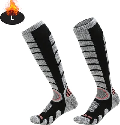 Livano Skisokken - Ski Sokken - Warme Sokken - Lange Huissokken - Thermo - Compressie - Zwart - L - 2 paar