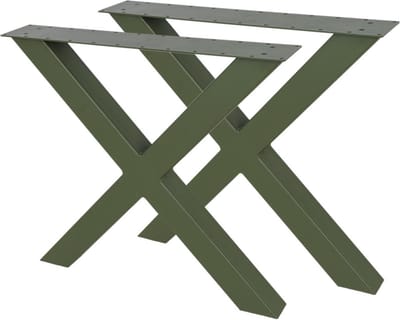 MaximaVida metalen X-poot tafel onderstel New York olijfgroen gecoat - per 2 stuks