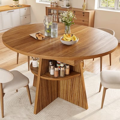 STILVORA Eettafel - Uitschuifbaar Met Open Opbergvak - Voor Eetkamer En Kleine Ruimtes - MDF En Metaal - 110-150x110x76 cm - Donkerbruin