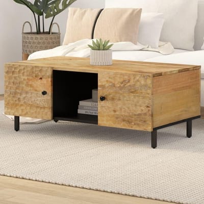 Salontafel - Woonkamertafel - Spullen Opbergen - Unieke Houtnerf - 100 x 54 x 40 cm - Bruin