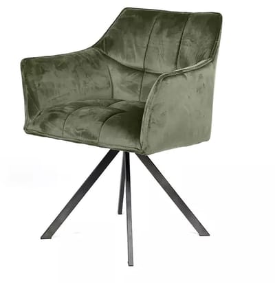 AnLi Style Armstoel raster draaibaar - groen velours - set van 2