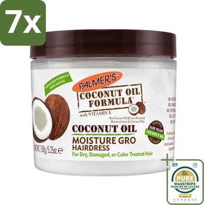 7 x Palmers - Coconut Oil - Crèmespoeling - 150 ml - Grootverpakking - Kokosolie Crèmespoeling - Haarverzorging - Droog Haar - Beschadigd Haar - Haar Herstellen