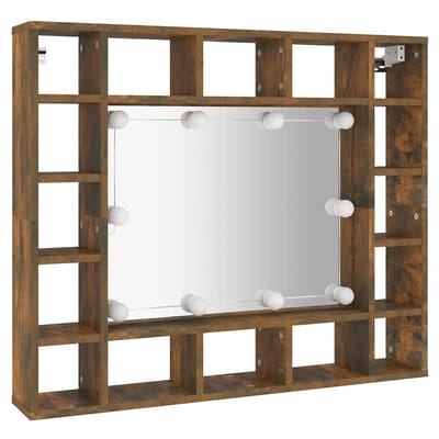vidaXL - Spiegelkast - met - LED-verlichting - 91x15x76,5 - cm - gerookt - eiken