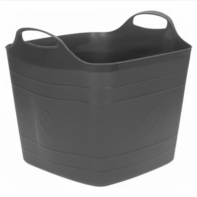 Excellent houseware flexibele kuip / emmer - zwart - 25 l - kunststof - 40 x 35 cm - met handvatten