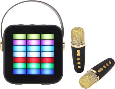 Karaoke Machine - Draagbare Luidspreker - Feest Muziek - Met 2 Microfoons - 17 x 16 x 8 cm