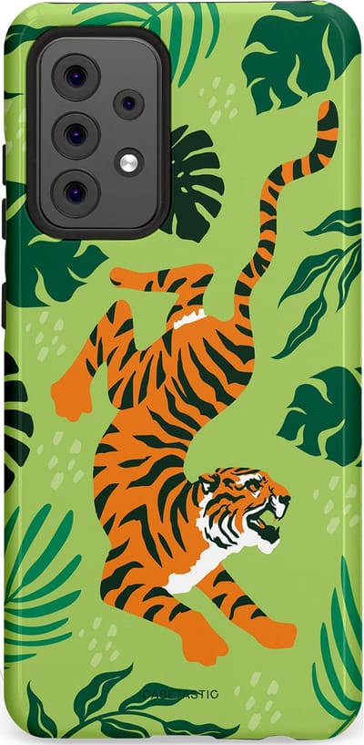 Casetastic Hoesje Geschikt voor Samsung A52 (4G/5G/s) - Stijlvolle Beschermende Duo-layer Case - Tijgerwoud