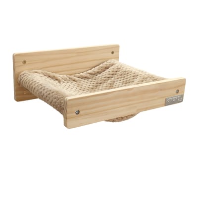 Wandhangmat voor katten - KERBL - HOUT - 38 x 33,5 x 16 cm - Massief hout - Pluche stof