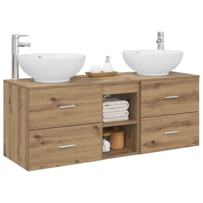 vidaXL - Badkamermeubel - Set - 3 - st - Artisanaal - eiken - 129 - x - 44,5 - x - 80 - cm