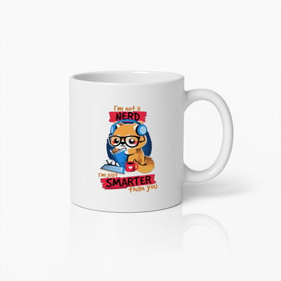 Grappige Nerd Kat Mok – 'Ik Ben Geen Nerd, Gewoon Slimmer Dan Jij' – Leuk Cadeau voor Slimmeriken & Koffieliefhebbers