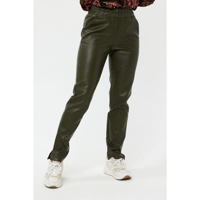EsQualo Trousers Tregging Vegan Leather Green Maat: 44 | Pantalons Outlet | Dames | Groen