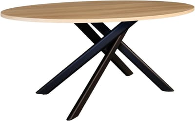 Eettafel ovaal - Eetkamertafel - Samen eten - Stijlvol onderstel - 180cm lang - Lichtbruin