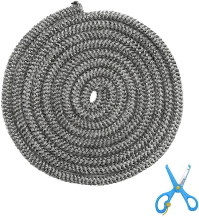 JHUBERS- Ovenafdichtingskoord 8 mm x 2,5 m - Hittebestendig - Vuurvaste Afdichtingstape - Glasvezel - Afdichtkoord voor Kachel - Inclusief Schaar - Kachelafdichtkoord
